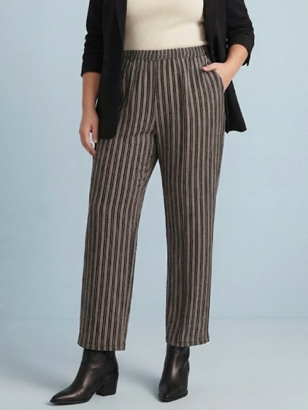 Vintage Retro Striped Trousers 3X | Pull-On Wide Comfort Waist | Made USA